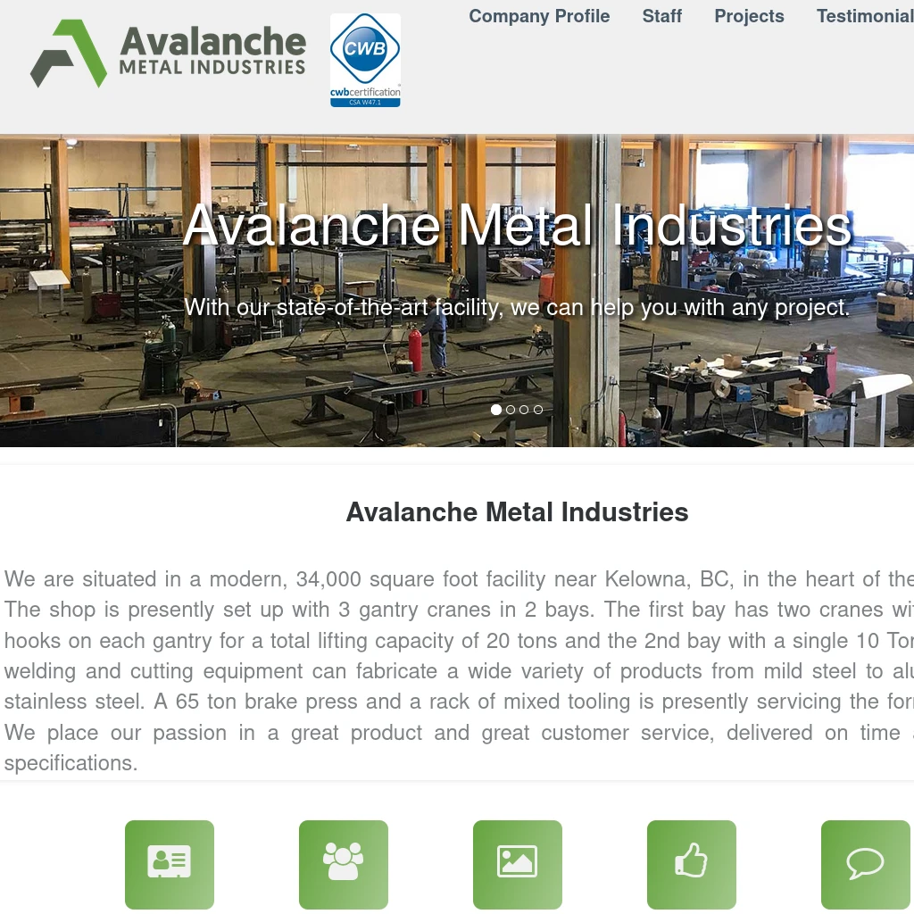 Avalanche Metal Industries Website